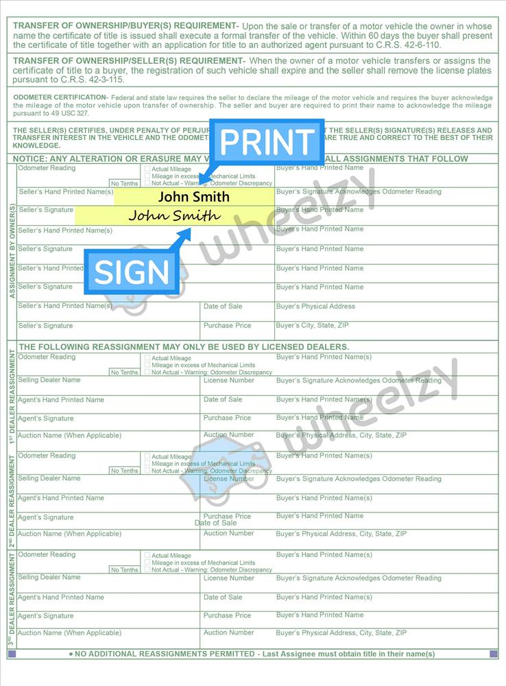 How To Sign Your Car Title In Colorado Including Dmv Title Sample Picture