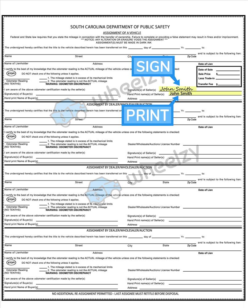 How To Sign Your Car Title In South Carolina Including Dmv Title Sample Picture 1255