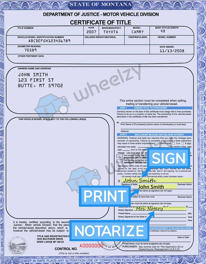 How to Sign Your Title in Montana